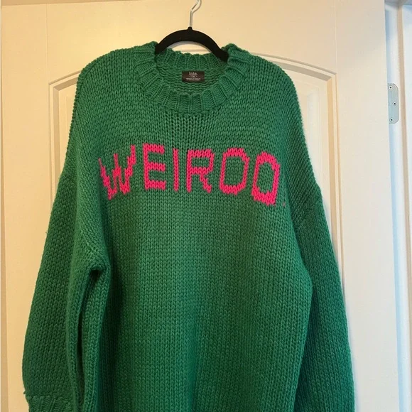 Dressed in LALA Green and Pink 'Weirdo' Sweater - Picture 3 of 6